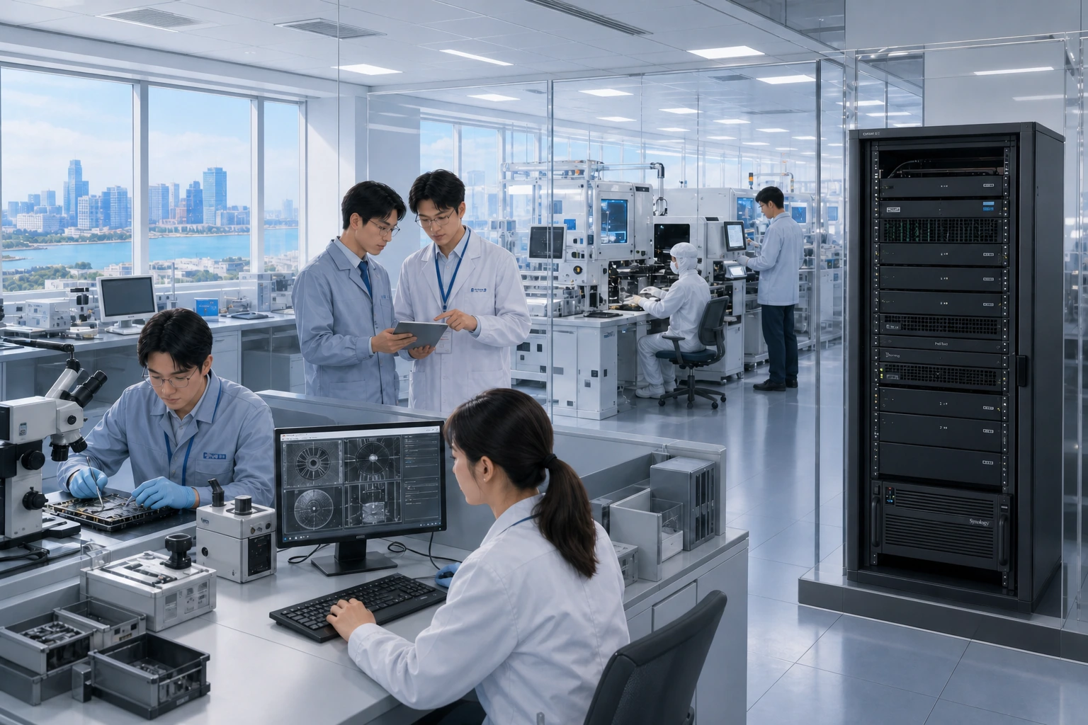 产线 AOI 图像集中存储,业务环境场景示意