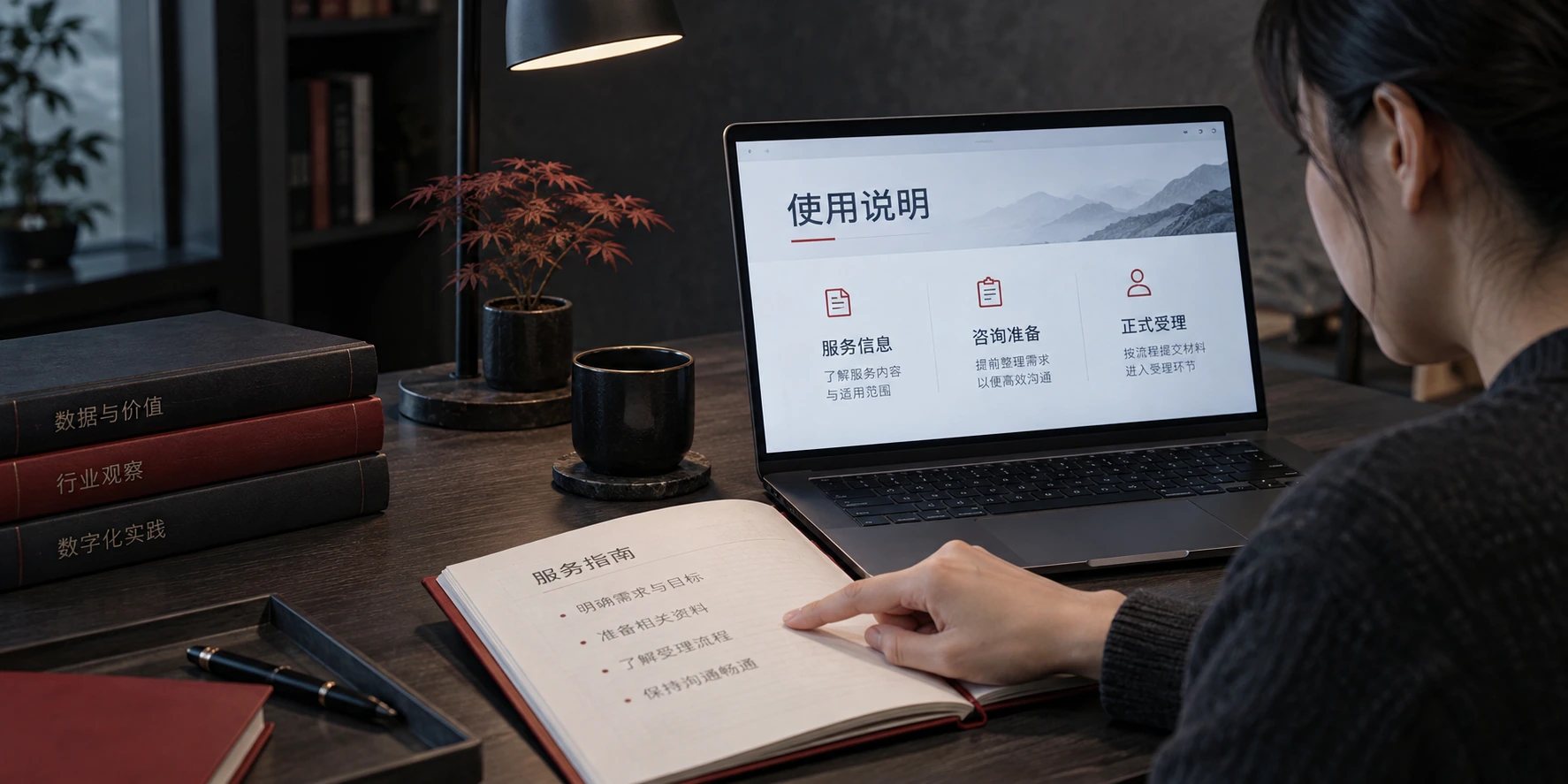 说明网站服务信息、咨询准备和正式受理的边界